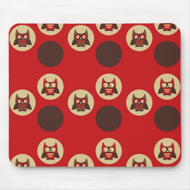 Cool retro owl & circles pattern mouse mat (Front)