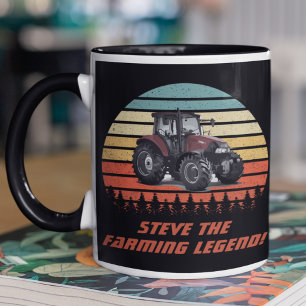 Cool Retro Personalised Farming Legend Tractor Mug