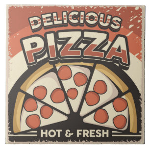Cool retro pizza home business crafting tile