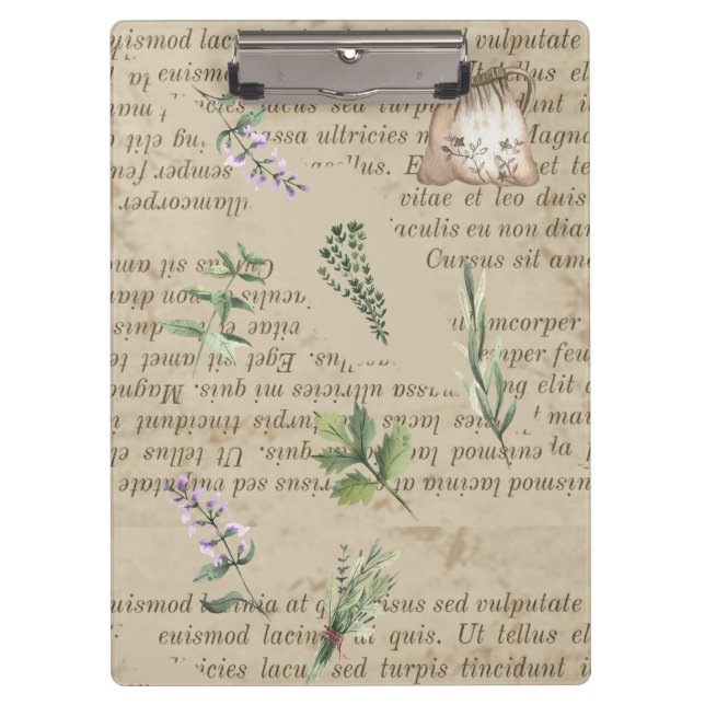 Cool retro plants and herb Rustic with text design Clipboard (Front)