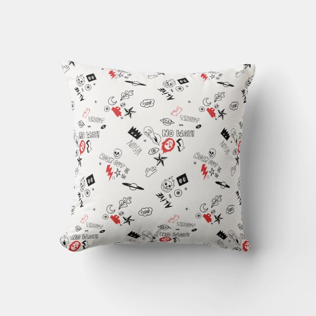 Cool Retro Punk Rock pattern Cushion (Front)