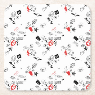 Cool Retro Punk Rock pattern Square Paper Coaster