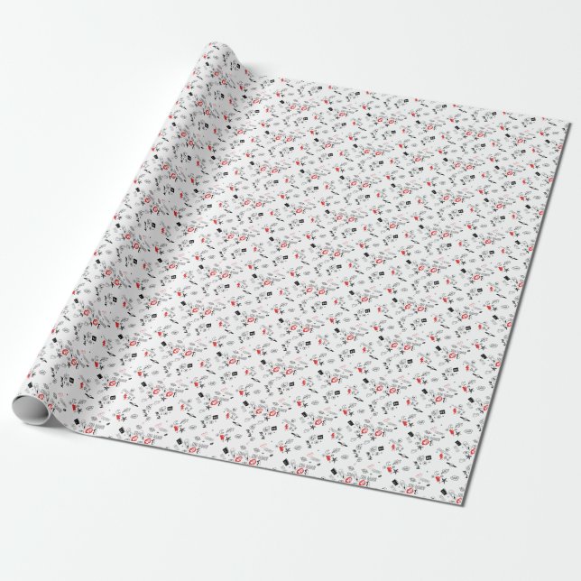 Cool Retro Punk Rock pattern Wrapping Paper (Unrolled)