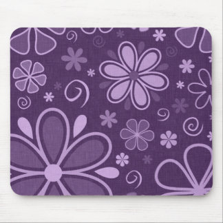 Cool Retro Purple Flowers Mouse Mat