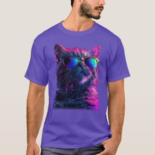 Cool Retro Rainbow Sunglasses Cat T-Shirt