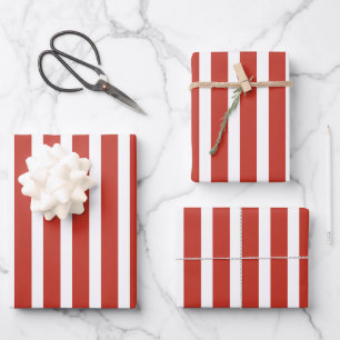 Cool retro red and white stripes wrapping paper sheet