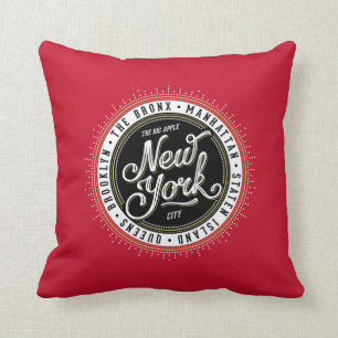 Cool Retro Red, Black and White New York City Logo Cushion
