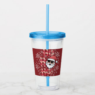 Cool Retro Santa Christmas Red Bandanna Scarf Acrylic Tumbler