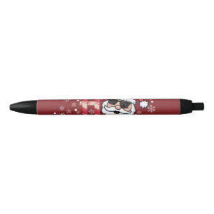Cool Retro Santa Christmas Red Bandanna Scarf Black Ink Pen