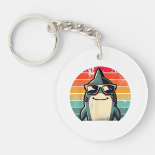 Cool Retro Shark in Sunglasses 70s 80s 90s Funny S Key Ring