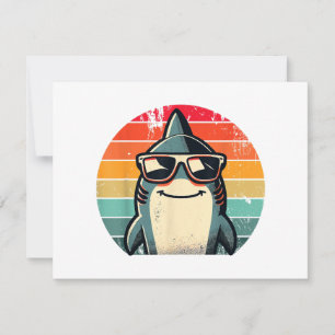 Cool Retro Shark in Sunglasses 70s 80s 90s Funny S Thank You Card