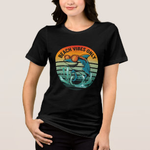Cool Retro Shark with Sunglasses – Beach Vibes Onl Tri-Blend Shirt