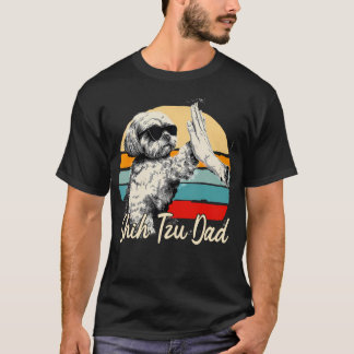 Cool Retro Shih Tzu Dad Funny Vintage Dog T-Shirt