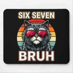 Cool Retro Six Seven Bruh Cat Sungles Meme 67 Mouse Mat