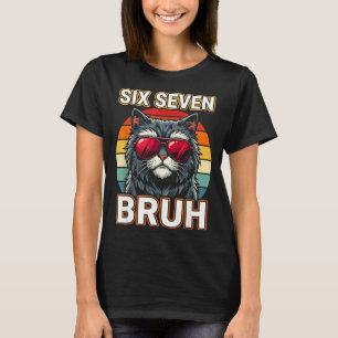 Cool Retro Six Seven Bruh Cat Sungles Meme 67 T-Shirt
