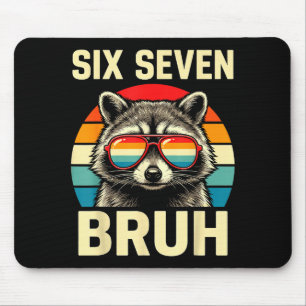 Cool Retro Six Seven Bruh Raccoon Sungles Meme 67  Mouse Mat