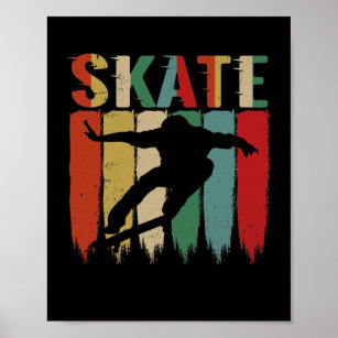 Cool Retro Skateboarder Skateboard Skating Poster