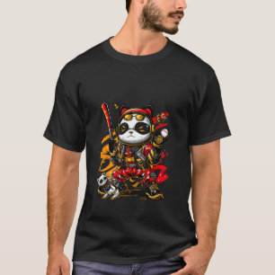 Cool Retro Streetwear Baseball Panda & cat Player T-Shirt