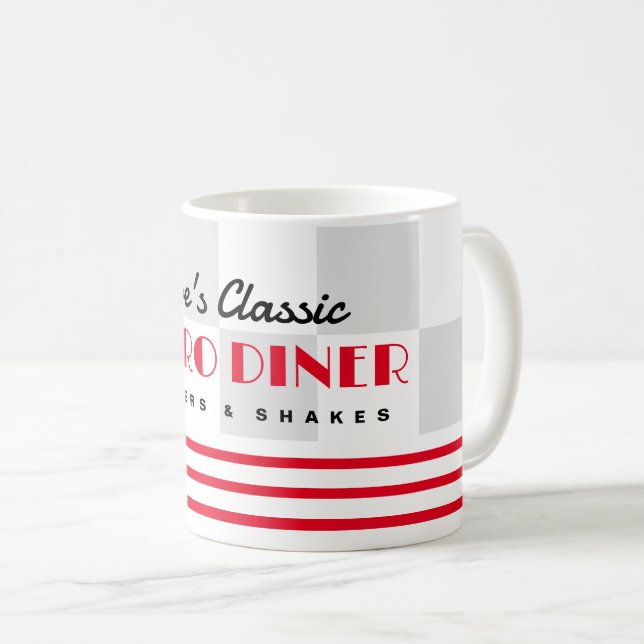 Cool retro style 50's diner coffee mug gift (Front Right)