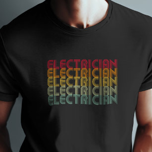 Cool Retro Style Electrician Stacked Typography T-Shirt
