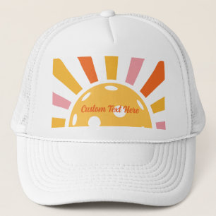 Cool Retro Sunburst Personalized Pickleball Trucker Hat