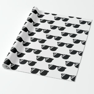 Cool Retro Sunglasses Grad Party Black White Wrapping Paper