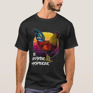 Cool Retro Sunset Silhouette Male Chicken Rooster  T-Shirt
