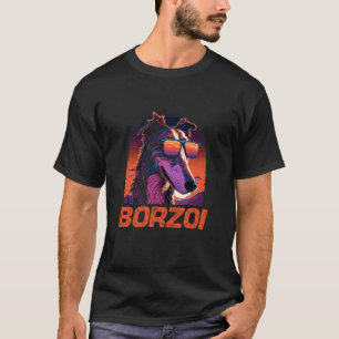 Cool Retro Sunset Sunglasses Borzoi T-Shirt