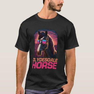 Cool Retro Sunset Sunglasses Clydesdale Horse T-Shirt