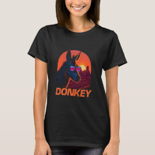 Cool Retro Sunset Sunglasses Donkey T-Shirt