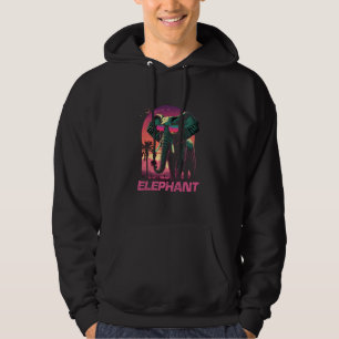 Cool Retro Sunset Sunglasses Elephant Hoodie