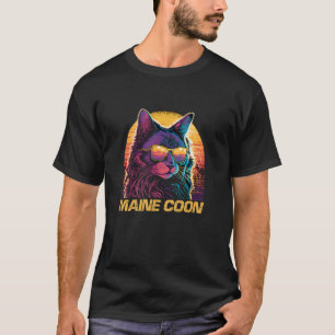 Cool Retro Sunset Sunglasses Maine Coon Cat T-Shirt