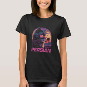 Cool Retro Sunset Sunglasses Persian Cat T-Shirt