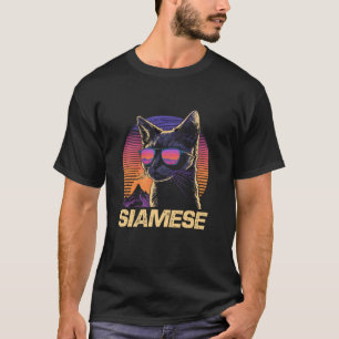 Cool Retro Sunset Sunglasses Siamese Cat T-Shirt