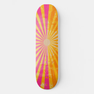 Cool Retro Sunshine Pink and Orange Skateboard
