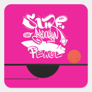 Cool Retro Surf Brooklyn Peace Square Sticker