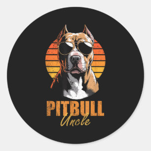Cool Retro Tbull Uncle Funny Vintage Dog Lovers  Classic Round Sticker