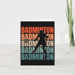 Cool Retro Text Silhouette Badminton Card