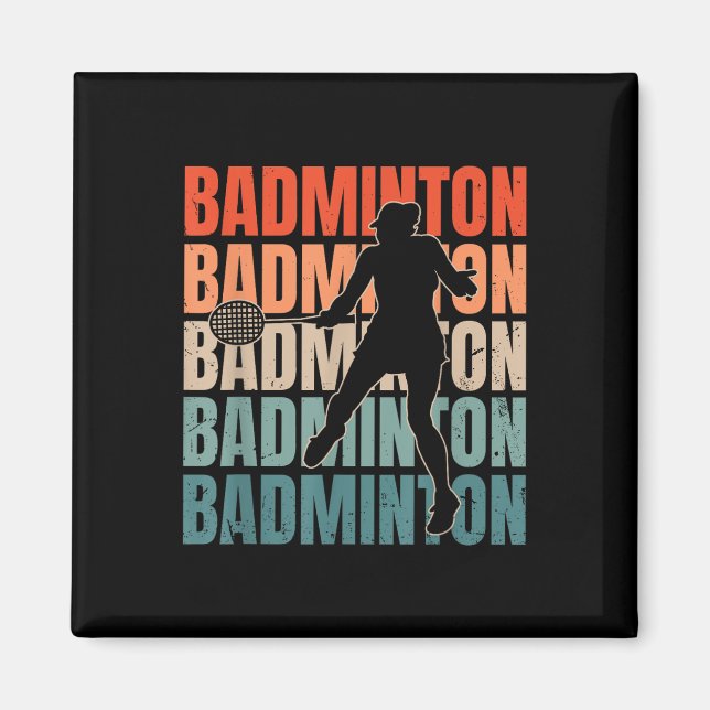Cool Retro Text Silhouette Badminton  Magnet (Front)
