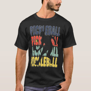 Cool Retro Text Silhouette Pickleball T-Shirt