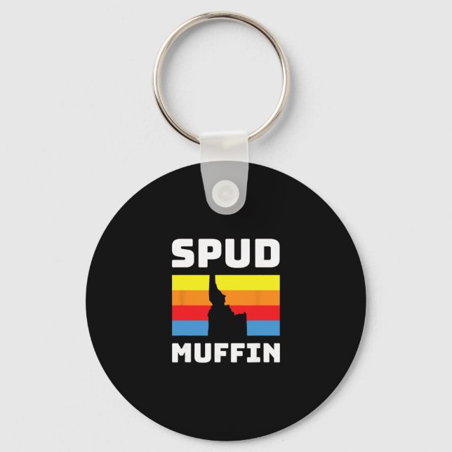Cool Retro Travel Idaho Vacation Potatoes Spud Muf Key Ring (Front)
