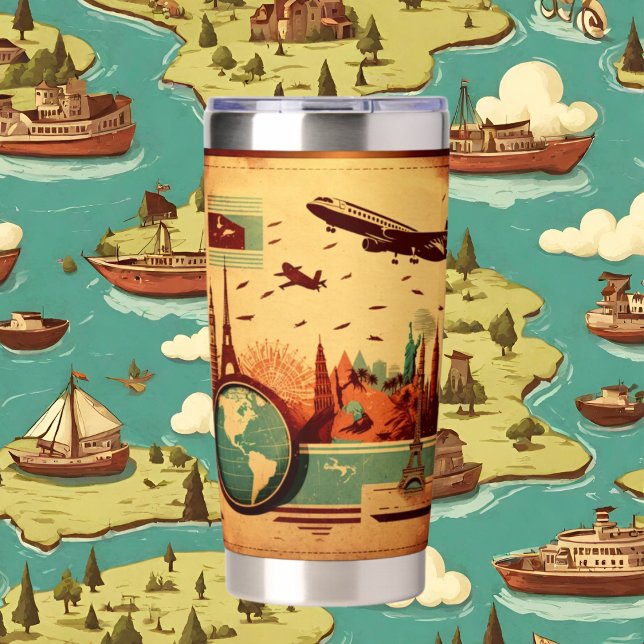 Cool retro travel lovers plane insulated tumbler (Creator Uploaded)