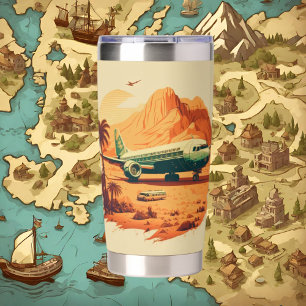 Cool retro travel lovers plane insulated tumbler