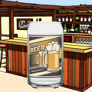 Cool retro vintage beer lovers can glass