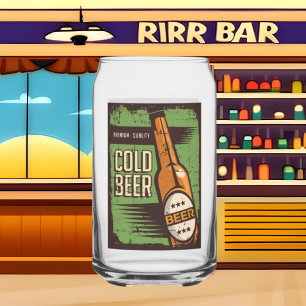 Cool retro vintage beer lovers  can glass