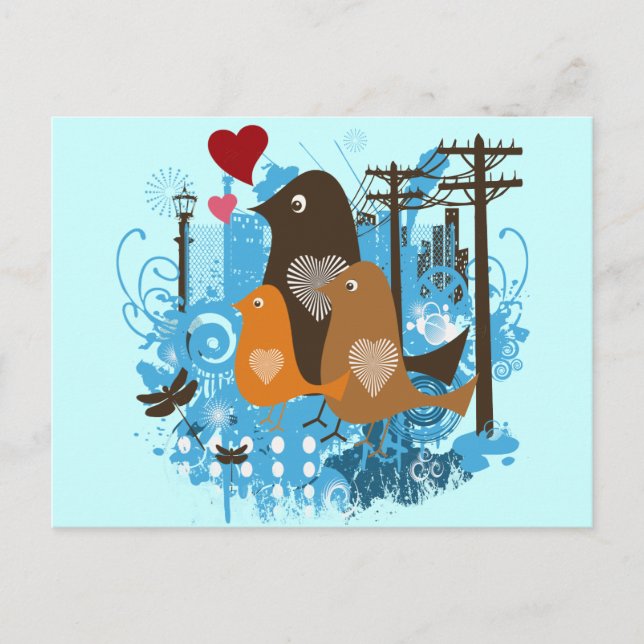 Cool Retro Vintage Birds Postcard (Front)