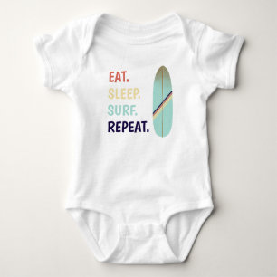 Cool Retro Vintage Blue Surfboard  Surf  Baby Bodysuit