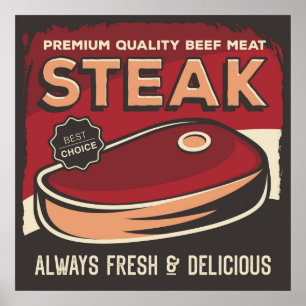 cool retro vintage butcher shop Poster