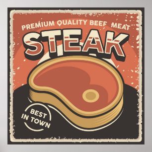 cool retro vintage butcher shop  poster