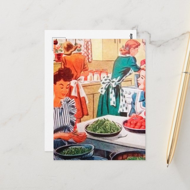 cool retro vintage cooking postcard (Front/Back In Situ)